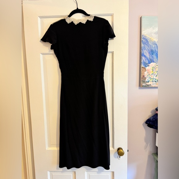 Mayle Vintage Black 100% Silk Dress with White Lace, Size 6, EUC! - Picture 4 of 9